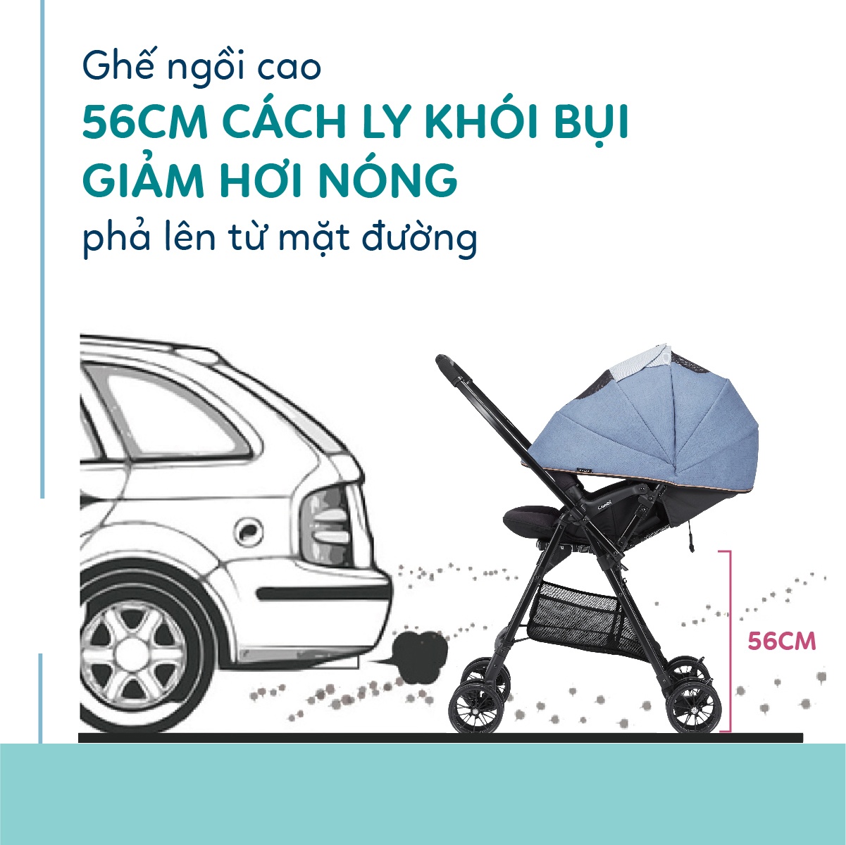 Xe đẩy Combi Sugocal Light 4 xanh dương hình 3