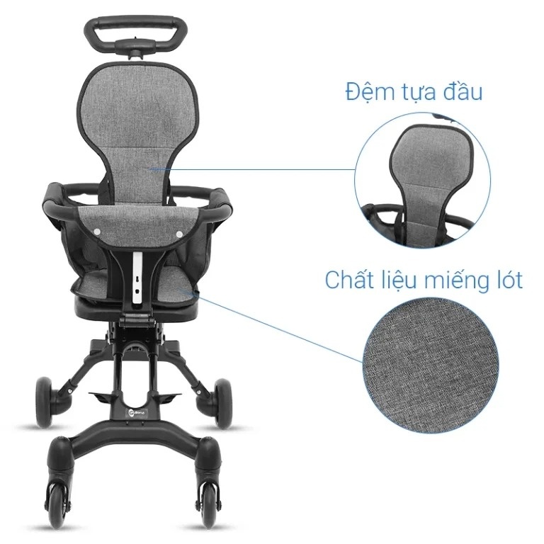 Xe đẩy du lịch gấp gọn hai chiều Galena GA-ST07 (Màu đen)