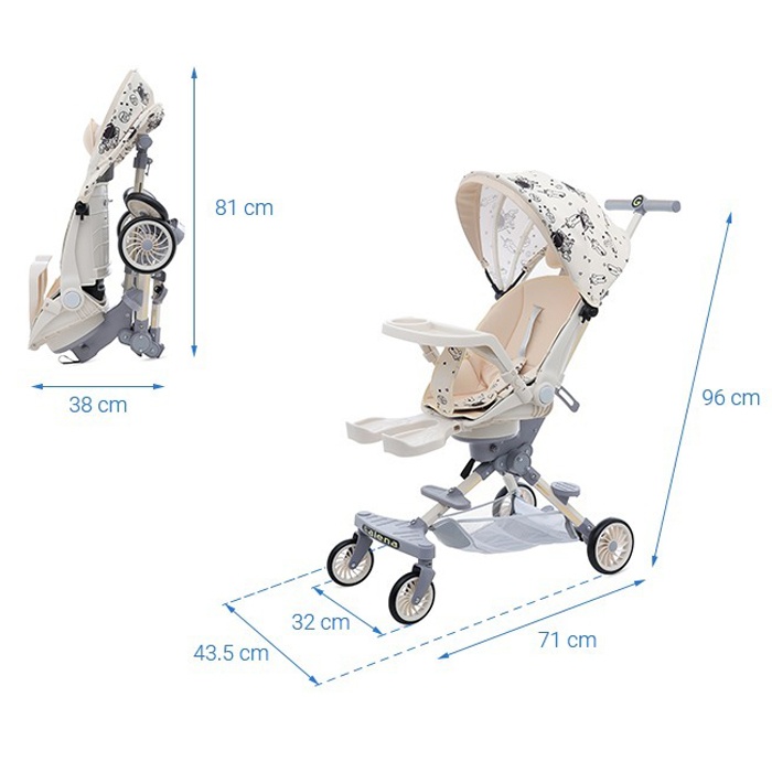 Xe đẩy gấp gọn Galena GA-ST02 màu trắng kem hình 2