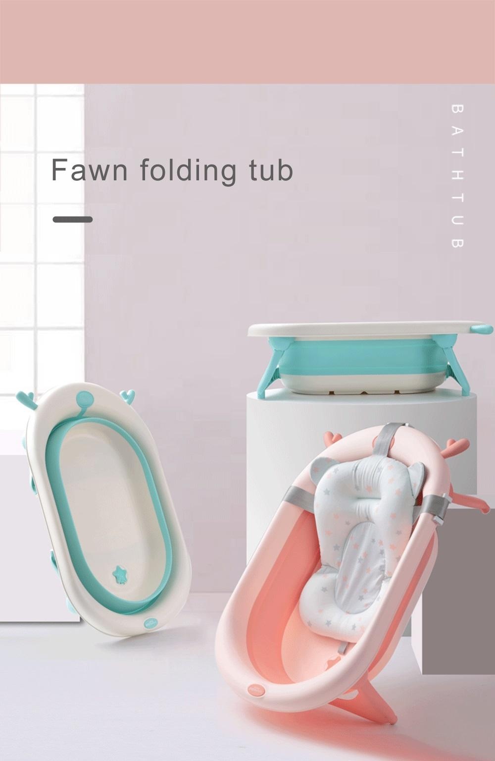 Chậu tắm cho bé Kidsplaza cảm biến gấp gọn 6009 (Hồng pastel) hình 3