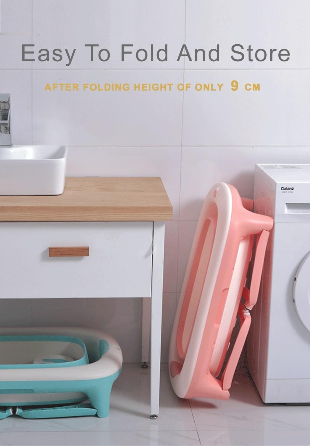 Chậu tắm cho bé Kidsplaza cảm biến gấp gọn 6009 (Hồng pastel) hình 4