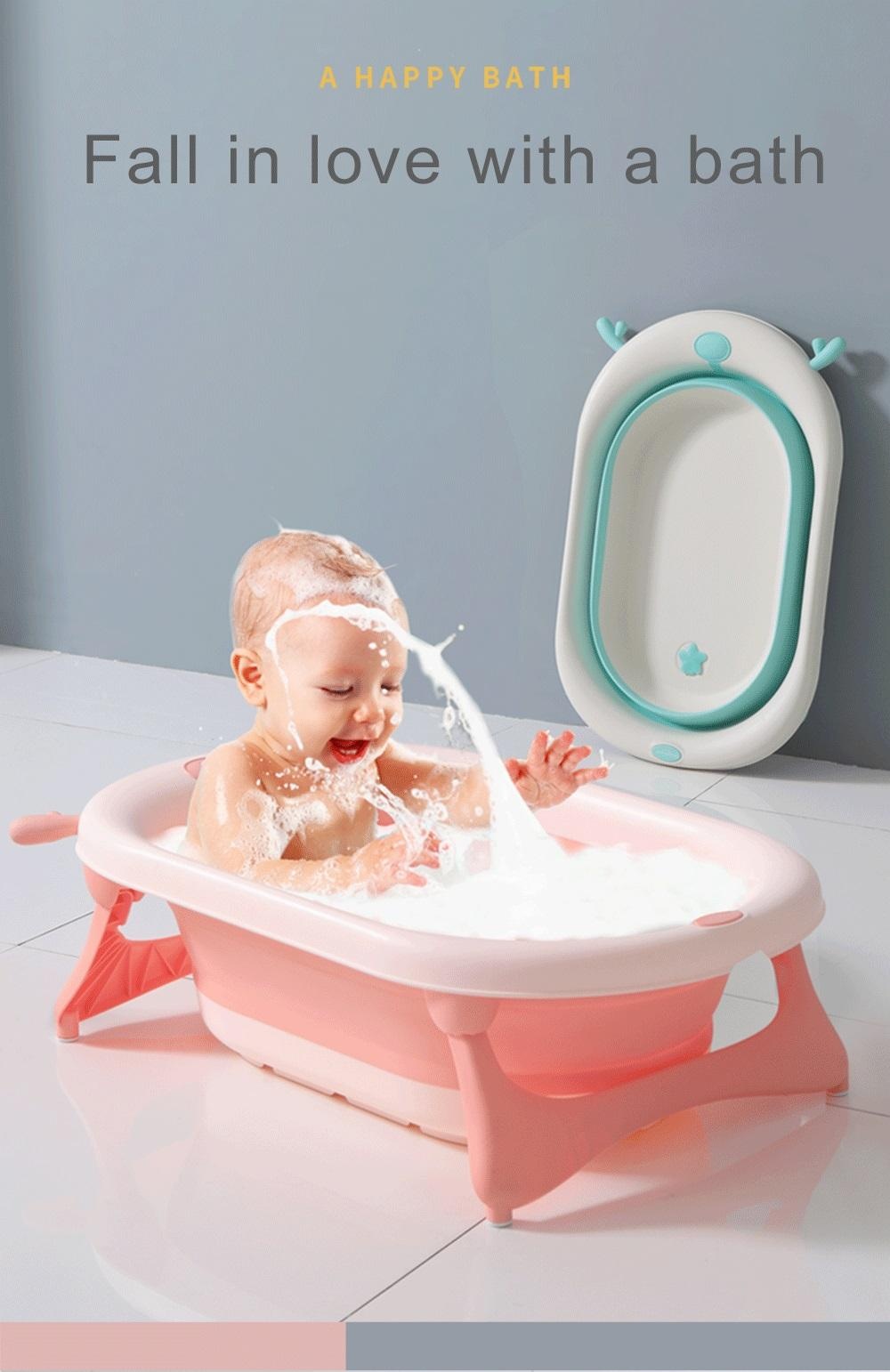 Chậu tắm cho bé Kidsplaza cảm biến gấp gọn 6009 (Hồng pastel) hình 9