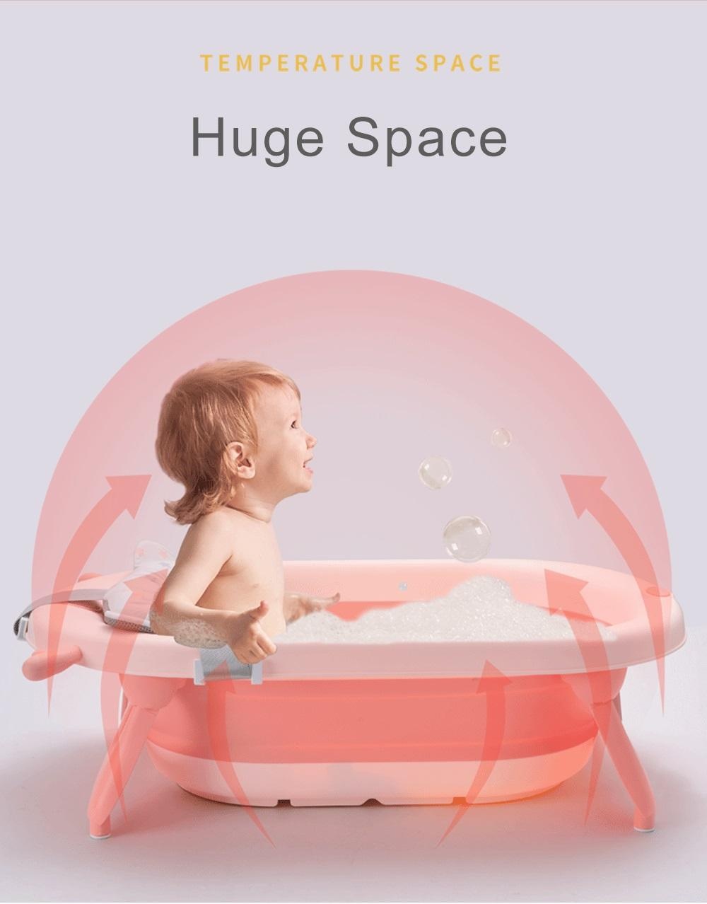 Chậu tắm cho bé Kidsplaza cảm biến gấp gọn 6009 (Hồng pastel) hình 10