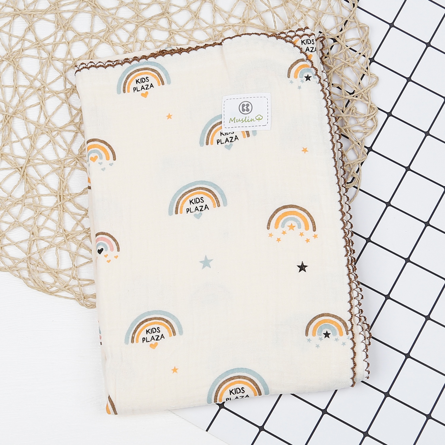 Khăn tắm cho bé KidsPlaza Muslin cầu vòng PG23 hình 1