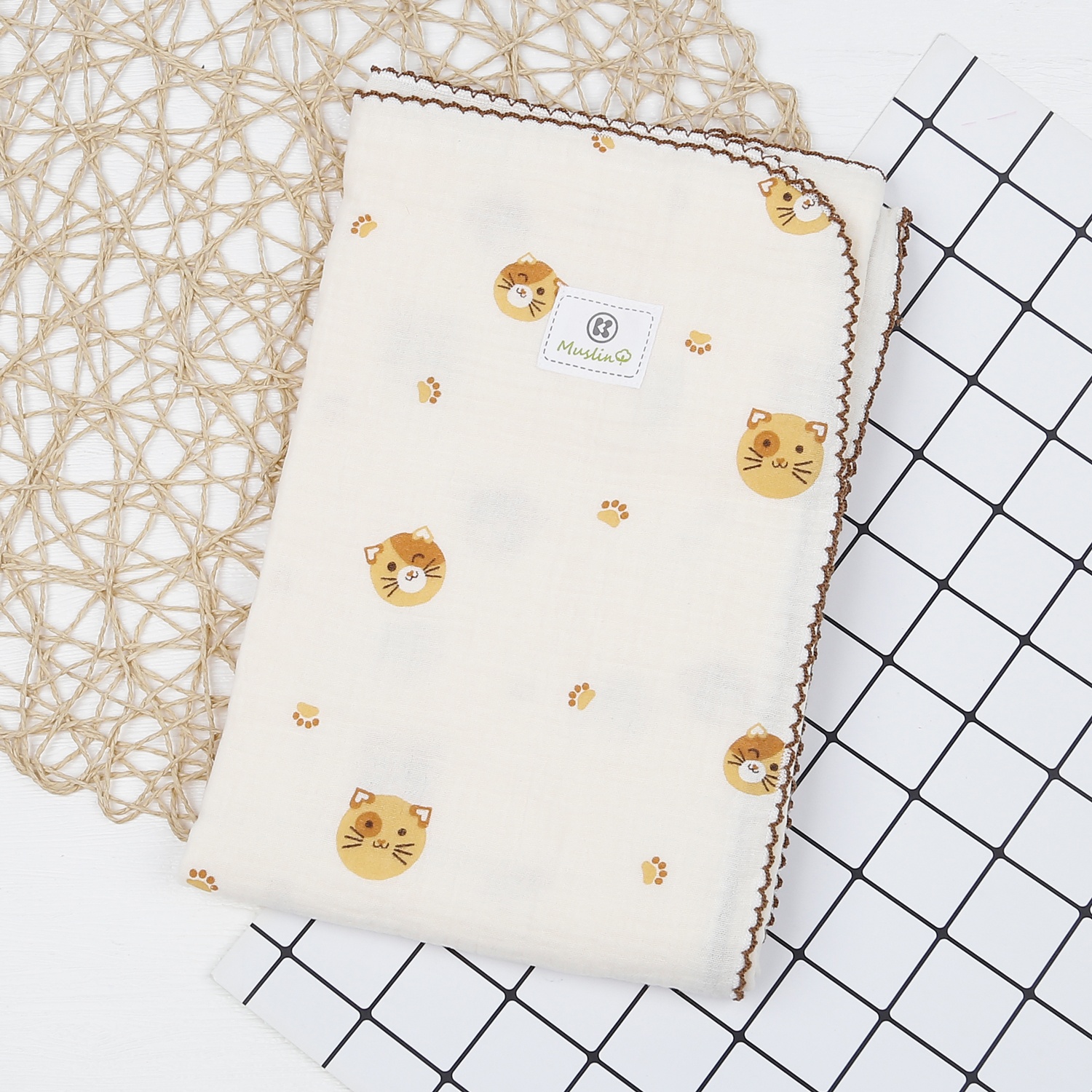 Khăn tắm KidsPlaza Muslin mèo PG23 hình 1
