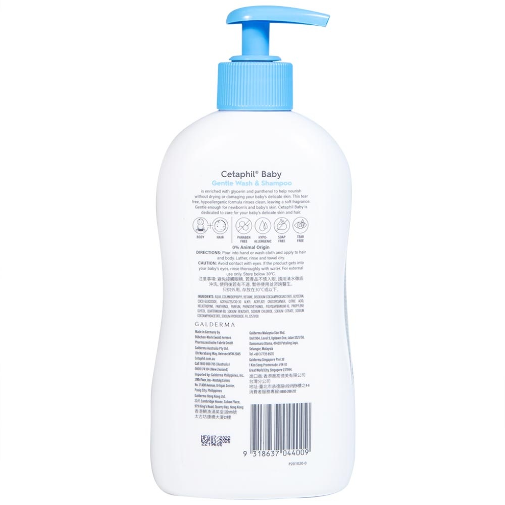 Sữa tắm gội toàn thân Cetaphil Baby Gentle Wash Shampoo 2in1 400ml 3