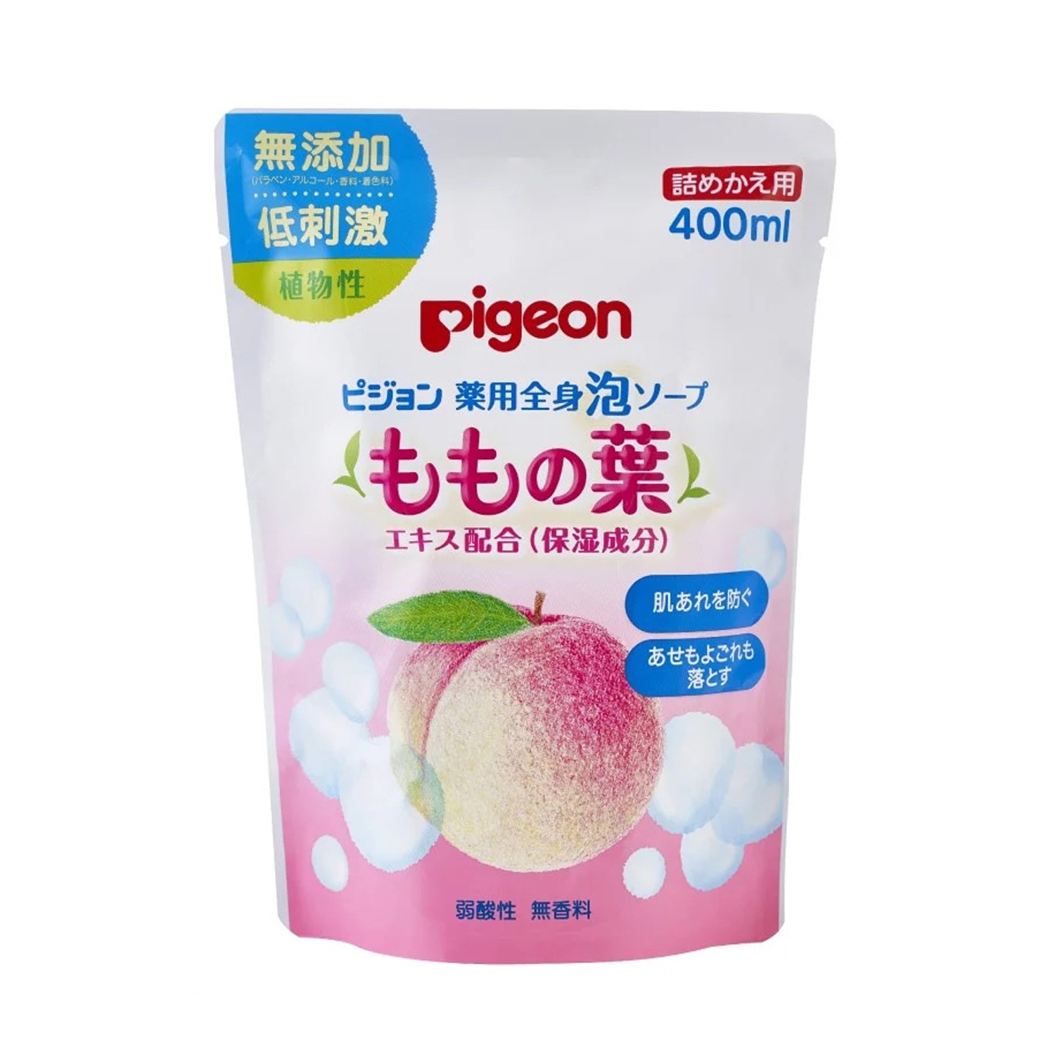 Sữa tắm gội cho bé Pigeon tạo bọt chiết xuất lá đào dạng túi (400ml) hình 1