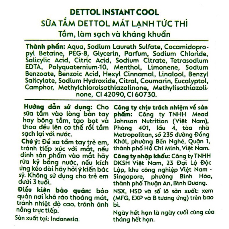 Sữa tắm mát lạnh Dettol 950g hình 2