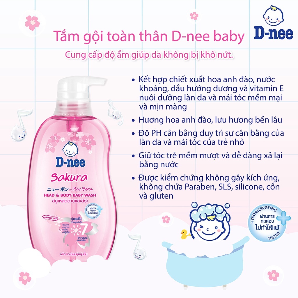 Tắm gội cho bé Dnee hồng 380ml hình 2