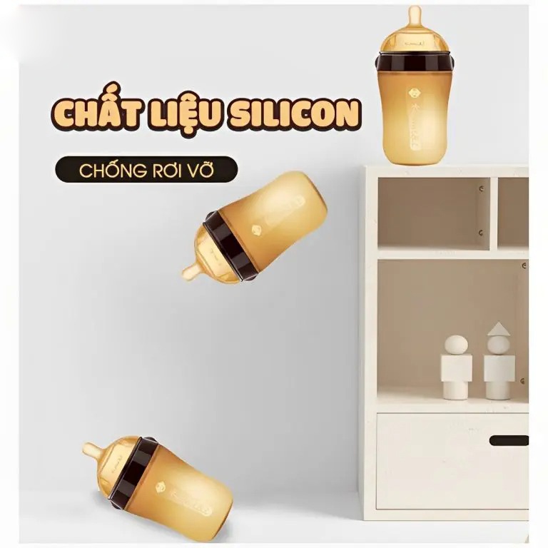 Bình sữa Kamidi silicone 150ml (Màu nâu) hình 2