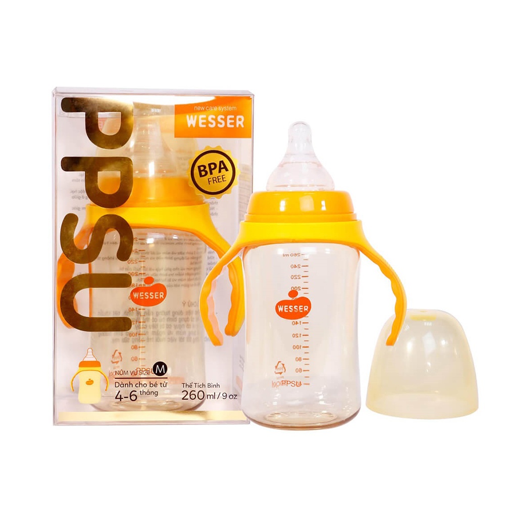 Bình sữa cổ rộng PPSU 260ml Wesser hình 1