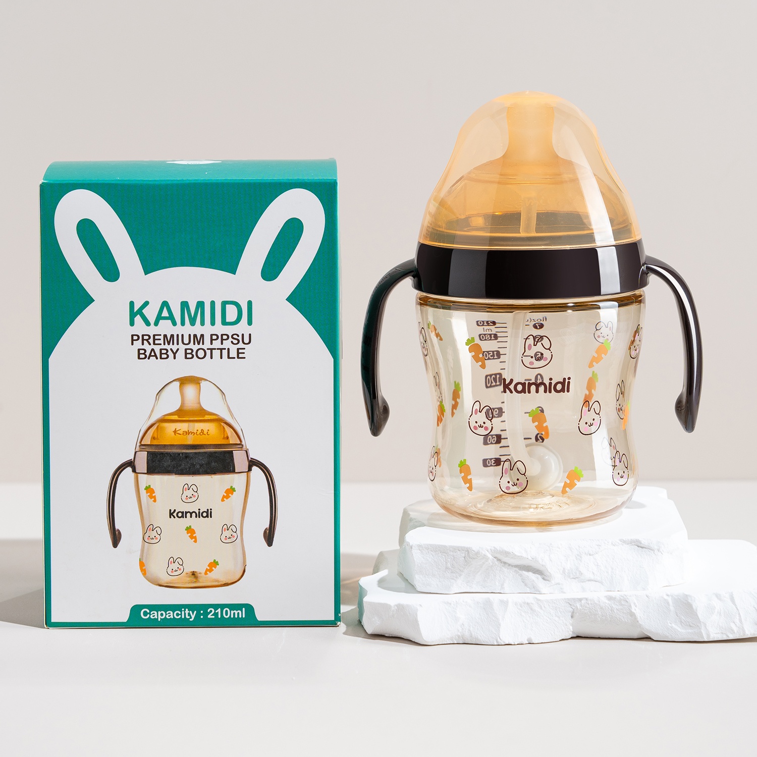 Bình sữa Kamidi PPSU in họa tiết thỏ 210ml hình 2