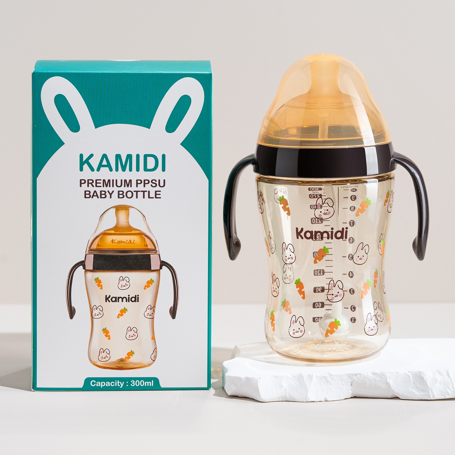 Bình sữa Kamidi PPSU in họa tiết thỏ 300ml hình 4