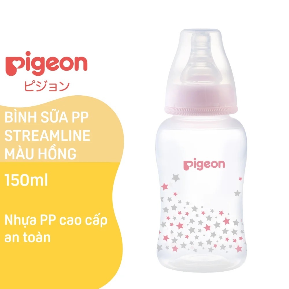 Bình sữa Pigeon PP Streamline họa tiết ngôi sao 150ml (Hồng) hình 4
