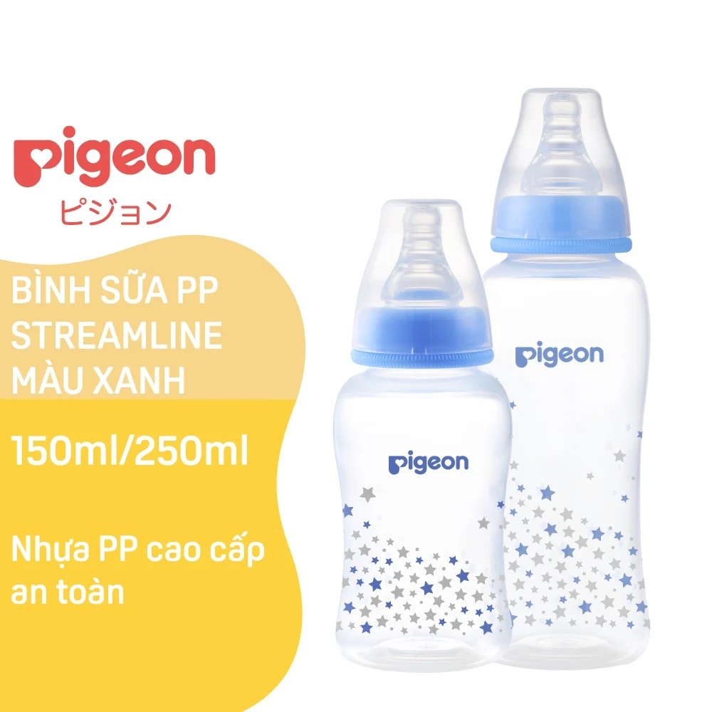Bình sữa Pigeon PP Streamline 150ml họa tiết ngôi sao (Xanh) hình 5