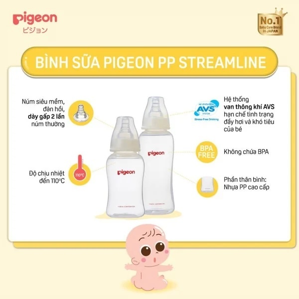 Bình sữa Pigeon PP Streamline 150ml họa tiết ngôi sao (Xanh) hình 3