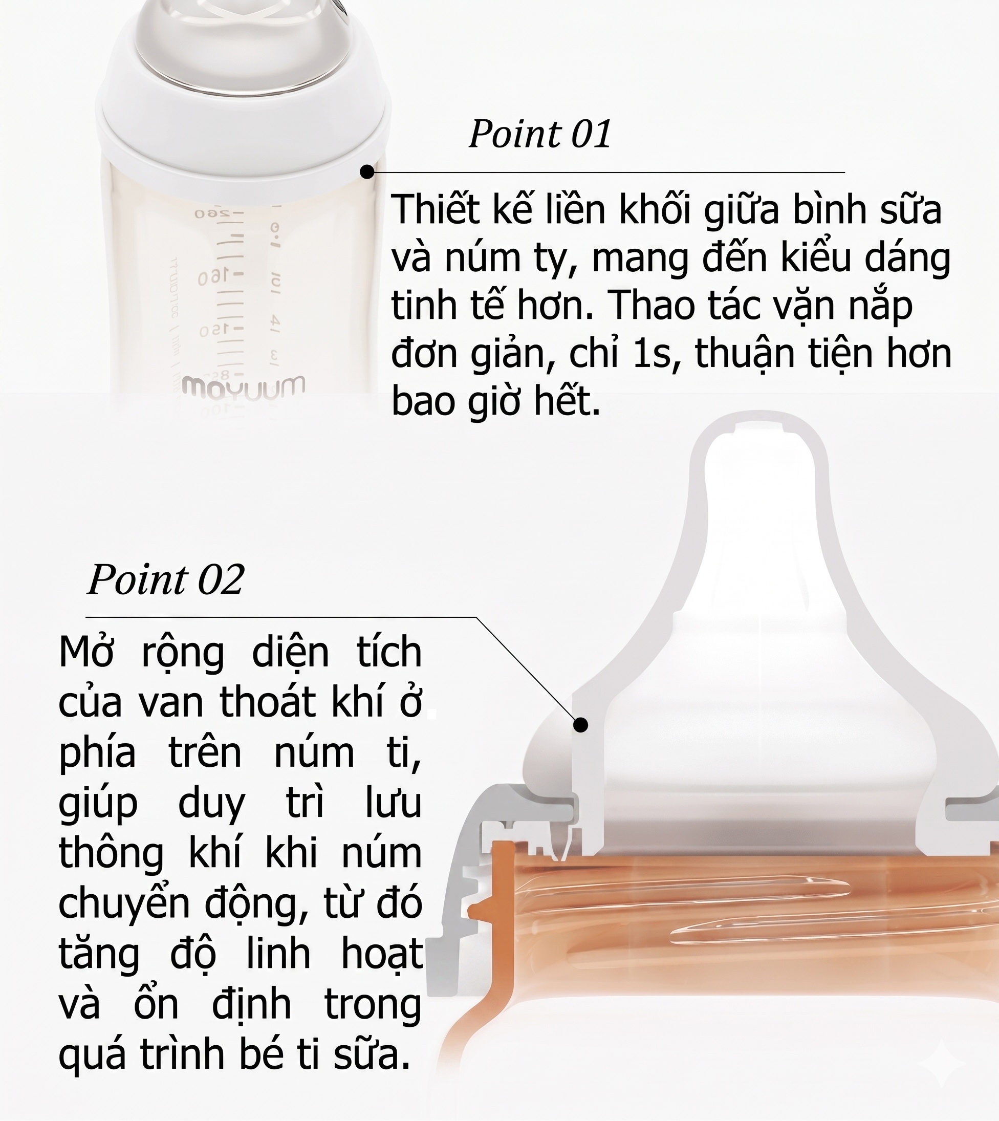 Bình sữa Moyuum PPSU Premium thế hệ thứ 3 Rabbit 270ml hình 2