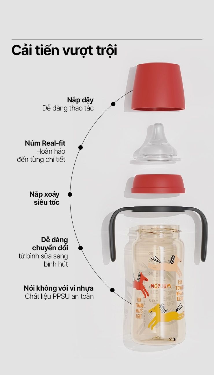 Bình sữa Moyuum PPSU Premium thế hệ thứ 3 Red Horse 270ml hình 5