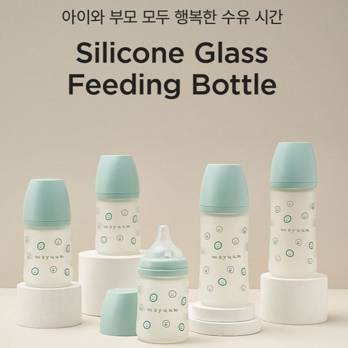 Bình sữa Moyuum thủy tinh bọc silicone Happy more 150ml hình 2