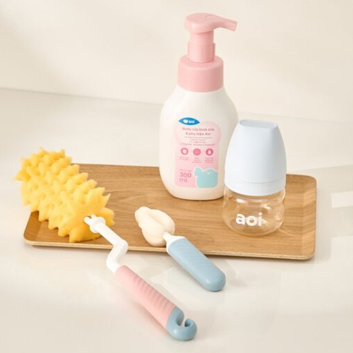Cọ rửa bình sữa bọt biển Aoi 2pcs