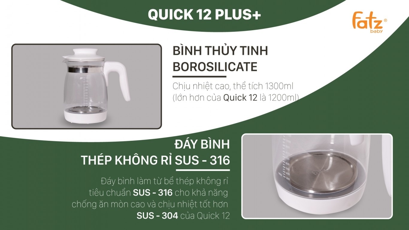 Thiết kế và công dụng của máy đun nước pha sữa Quick 12 Plus 1.3L