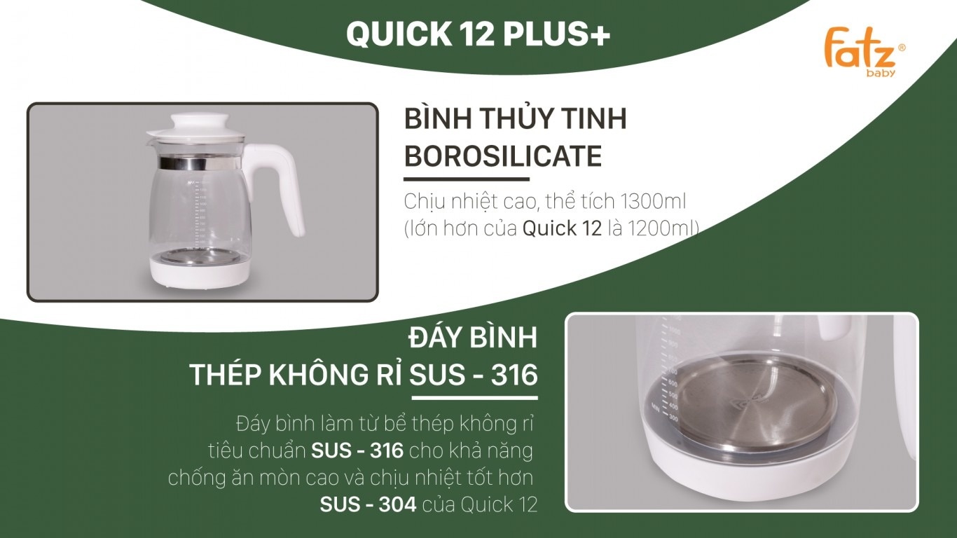 Máy đun nước pha sữa Fatbaby Quick 12 Plus 1.3L FB3504HB hình 2