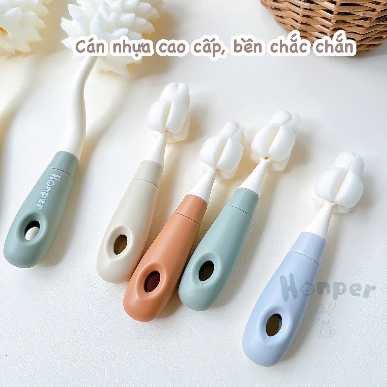 Set cọ bình mút xốp 2 chi tiết Honper HP-229 (Màu ngẫu nhiên) hình 4