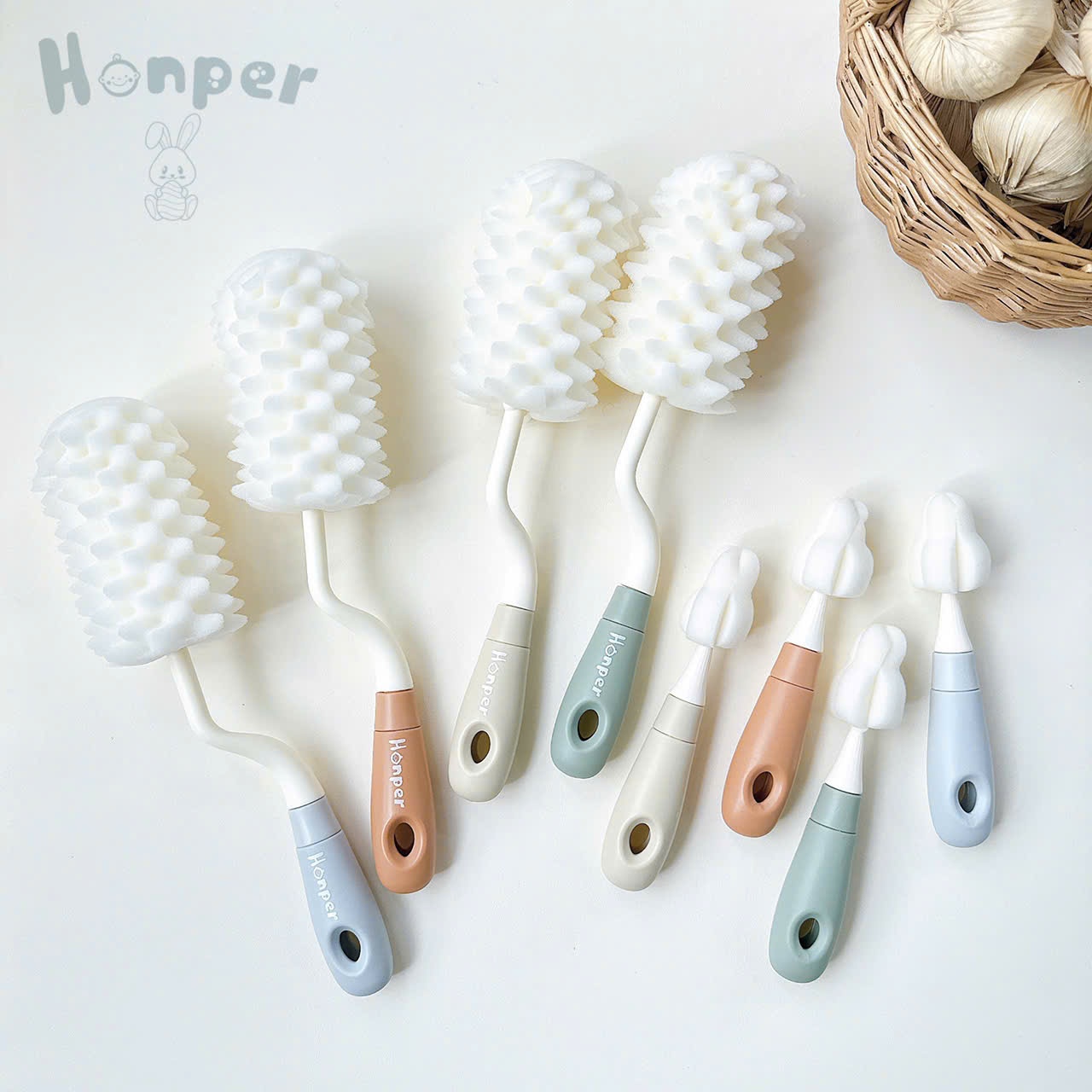 Set cọ bình mút xốp 2 chi tiết Honper HP-229 (Màu ngẫu nhiên) hình 2