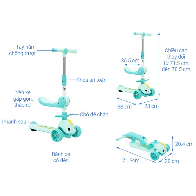 Xe trượt scooter Galena GA-S01 (Màu xanh) hình 3