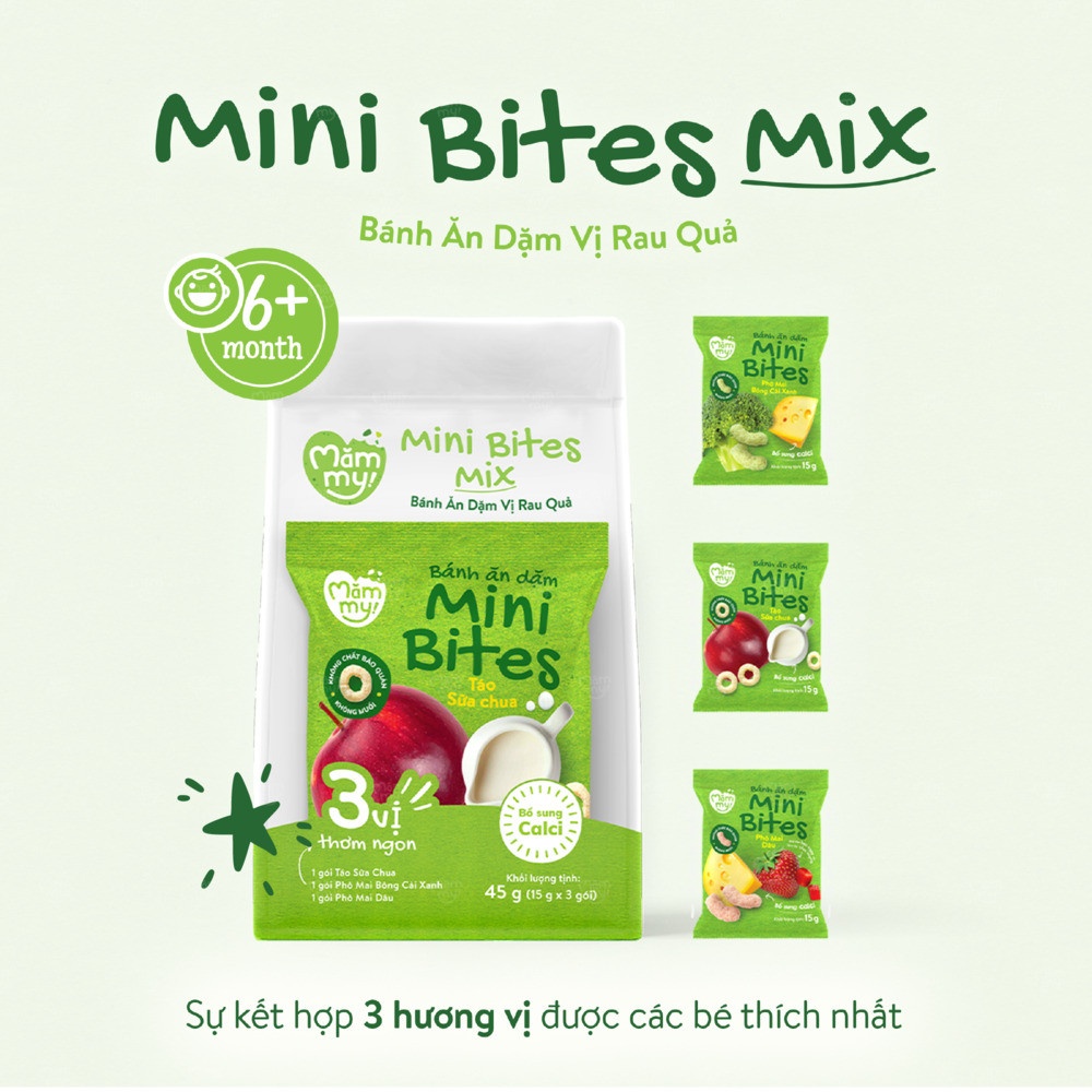 Bánh ăn dặm Mămmy mix 3 vị (Táo sữa chua - Phô mai bông cải xanh - Phô mai dâu) 45g hình 2