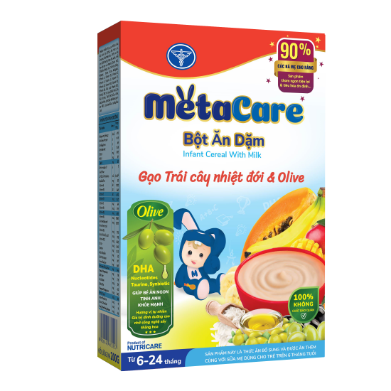 Bột ăn dặm Metacare gạo sữa trái cây nhiệt đới & Olive 200g hình 1