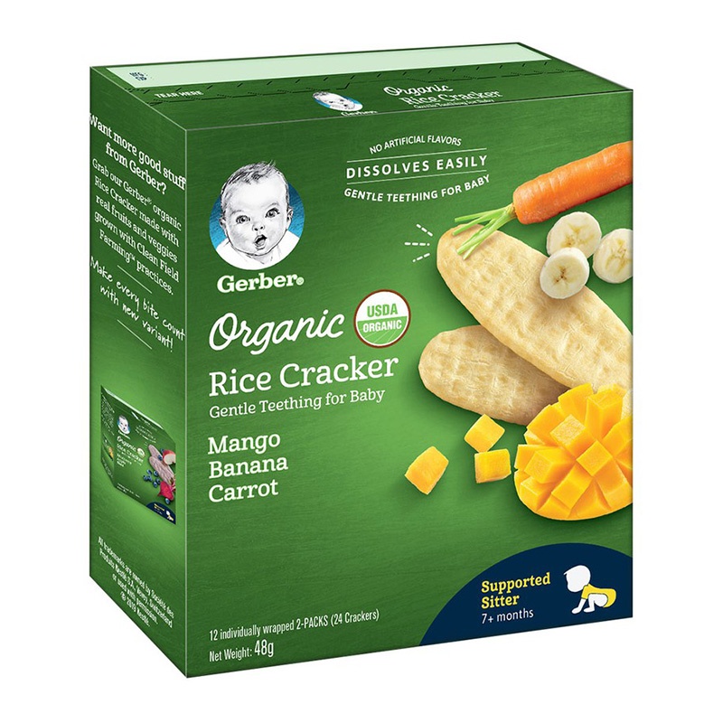 Bánh gạo Gerber Organic vị chuối, xoài, cà rốt (48g) (Khuyến mại) hình 1