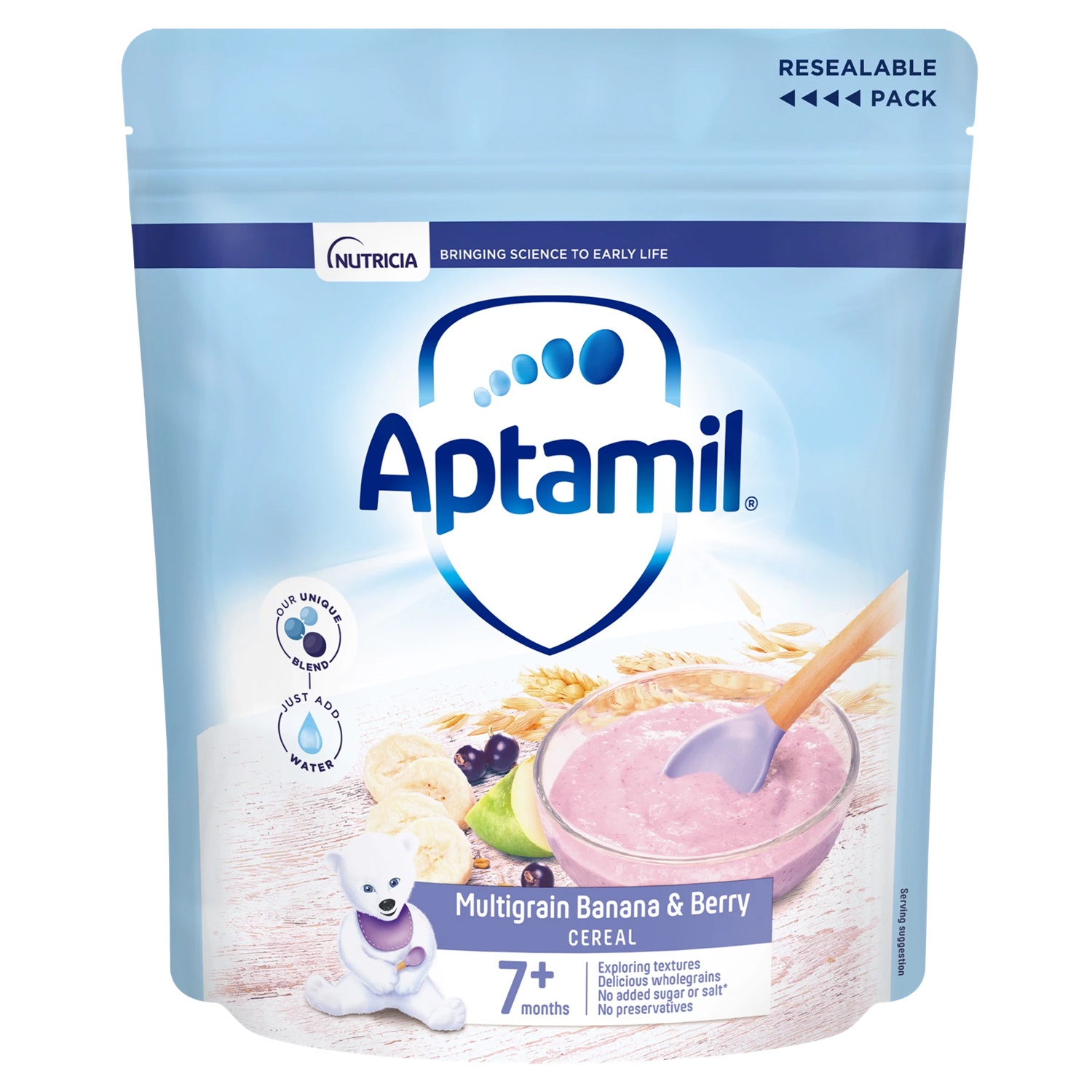 Bột ăn dặm Aptamil ngũ cốc, chuối, quả mọng 200g (7M+)