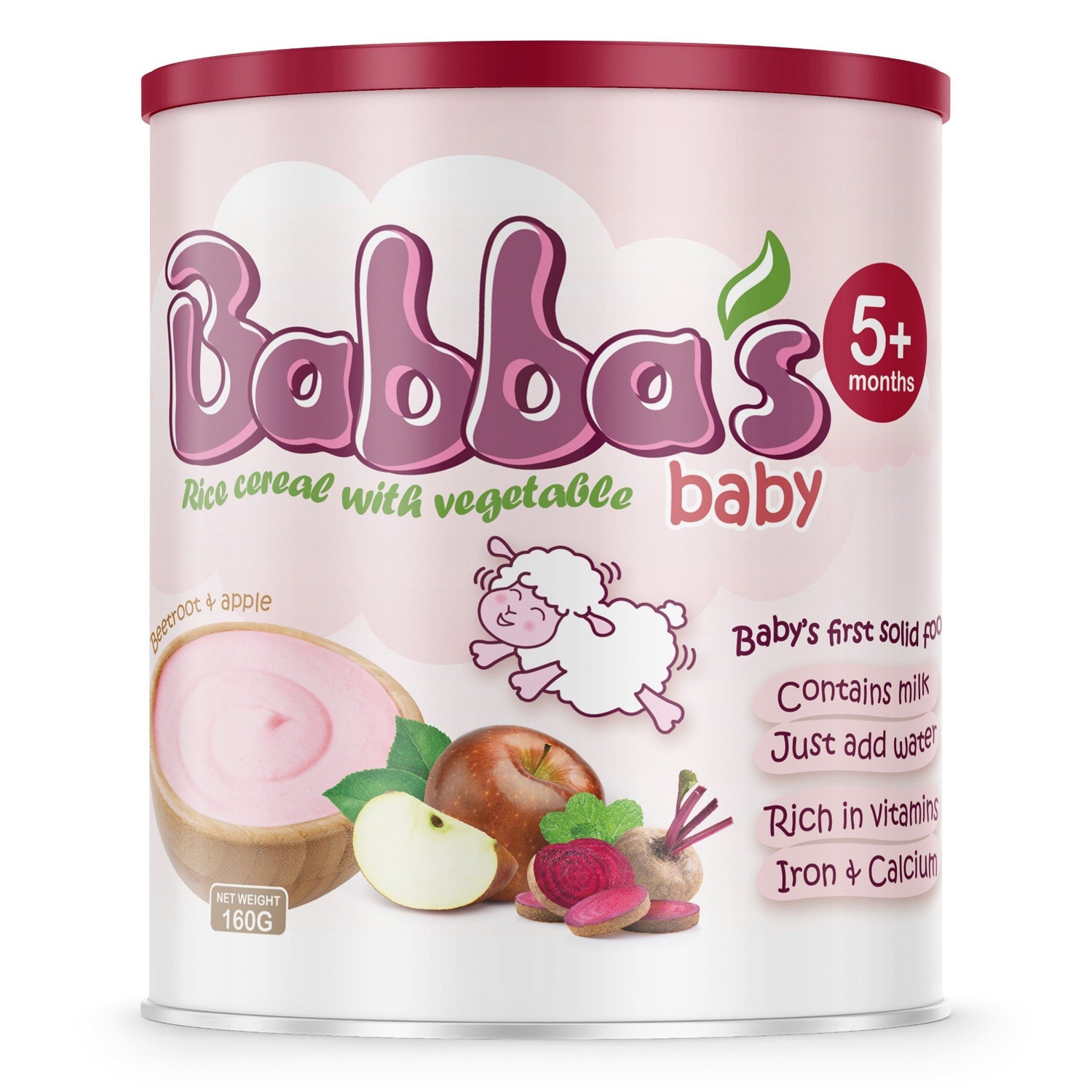 Bột ăn dặm Babba's Baby vị táo, củ dền dành cho bé 5M+ hình 1