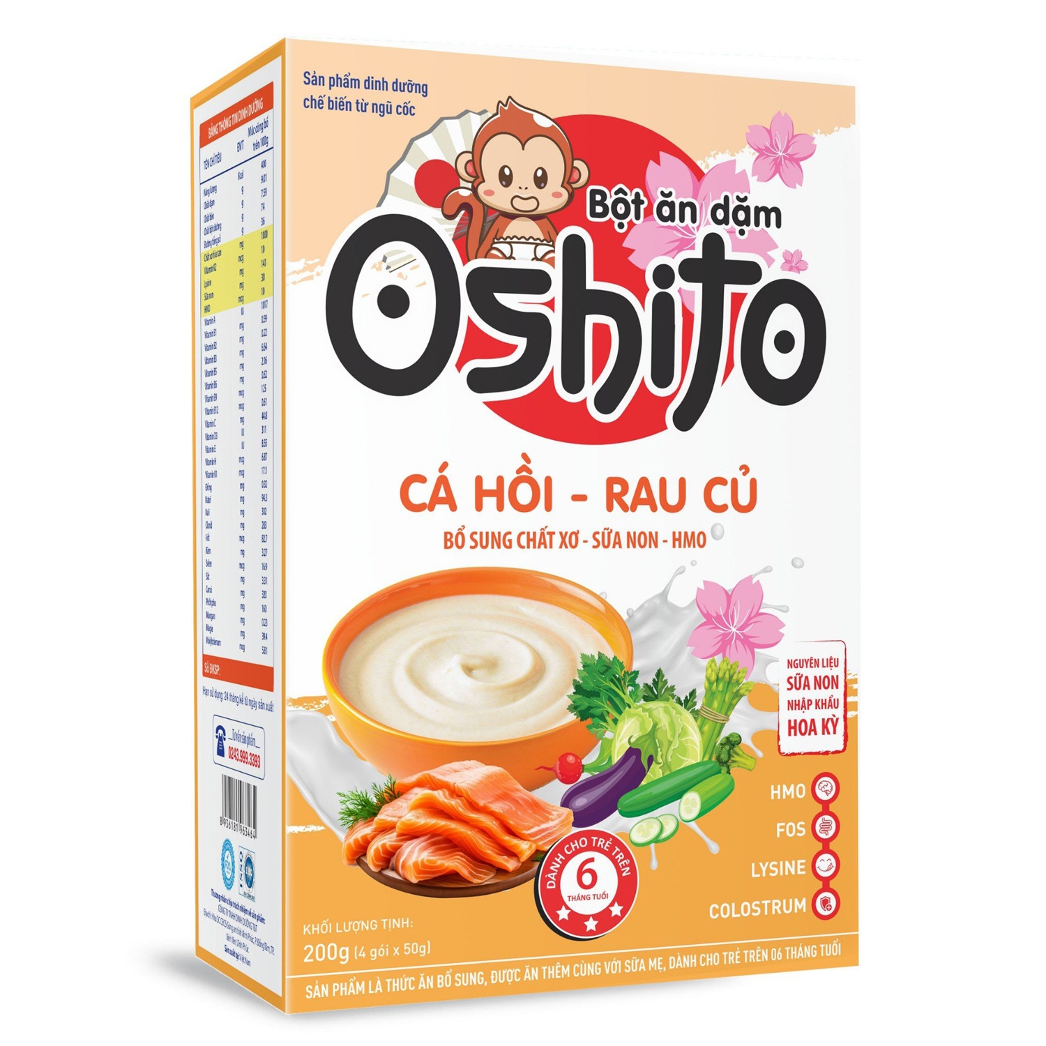 Bột ăn dặm Oshito cá hồi rau củ 4x50g hình 1