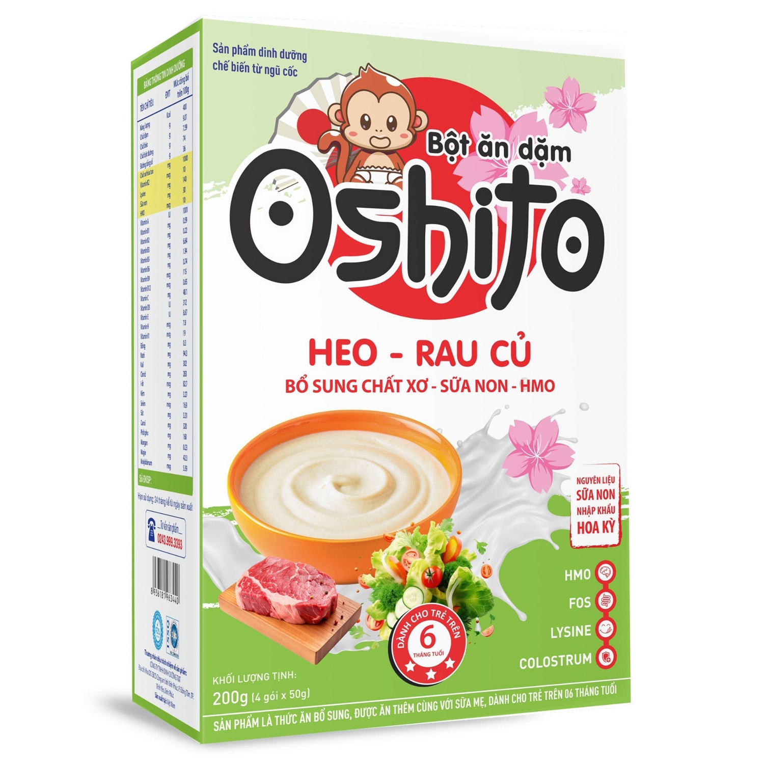 Bột ăn dặm Oshito heo rau củ 4x50g hình 1