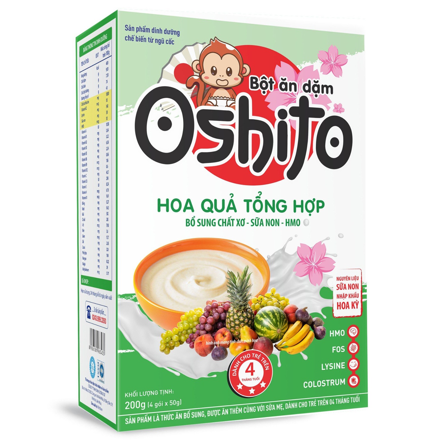 Bột ăn dặm Oshito hoa quả 4x50g hình 1