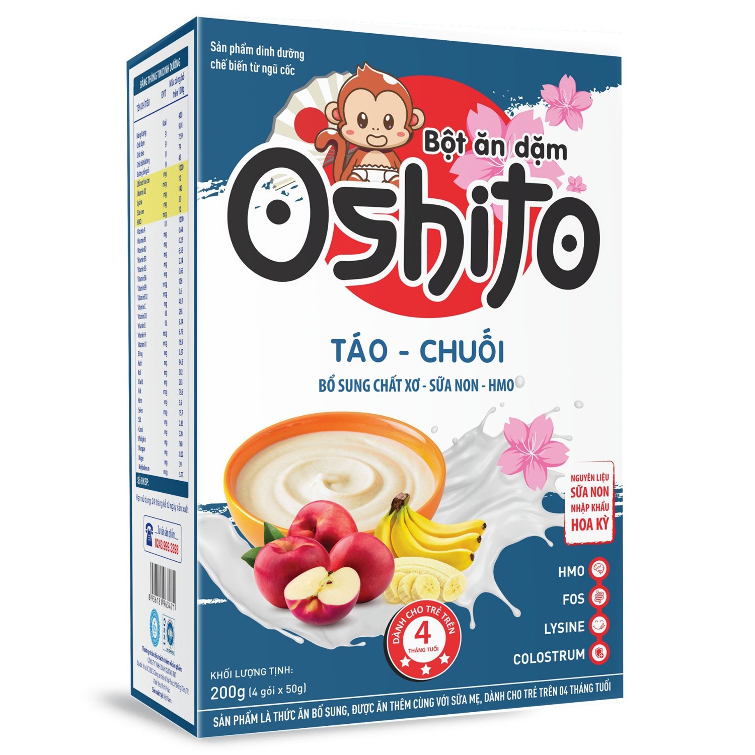 Bột ăn dặm Oshito táo chuối 4x50g hình 1