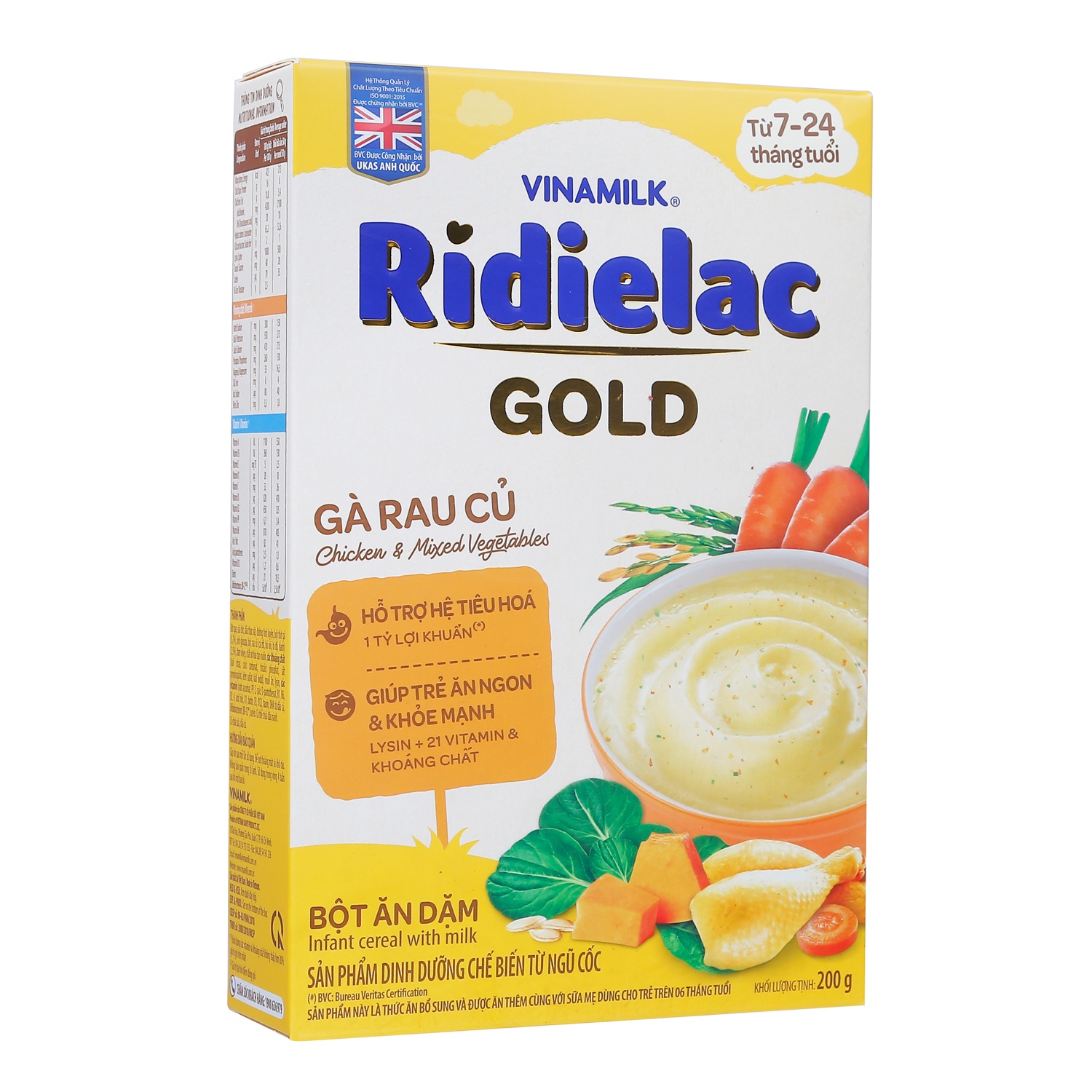 Bột ăn dặm Ridielac Gold gà rau củ 200g cho bé 7M-24M hình 1