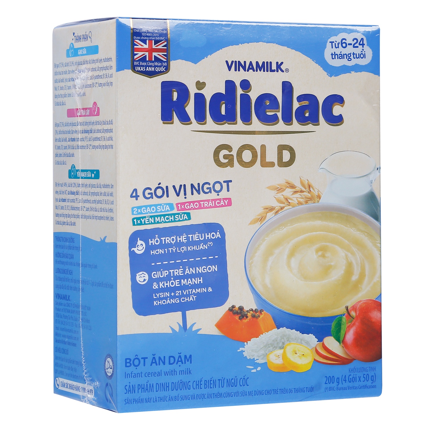 Bột ăn dặm Ridielac Gold 4 gói vị ngọt 200g cho bé 6M-24M hình 1