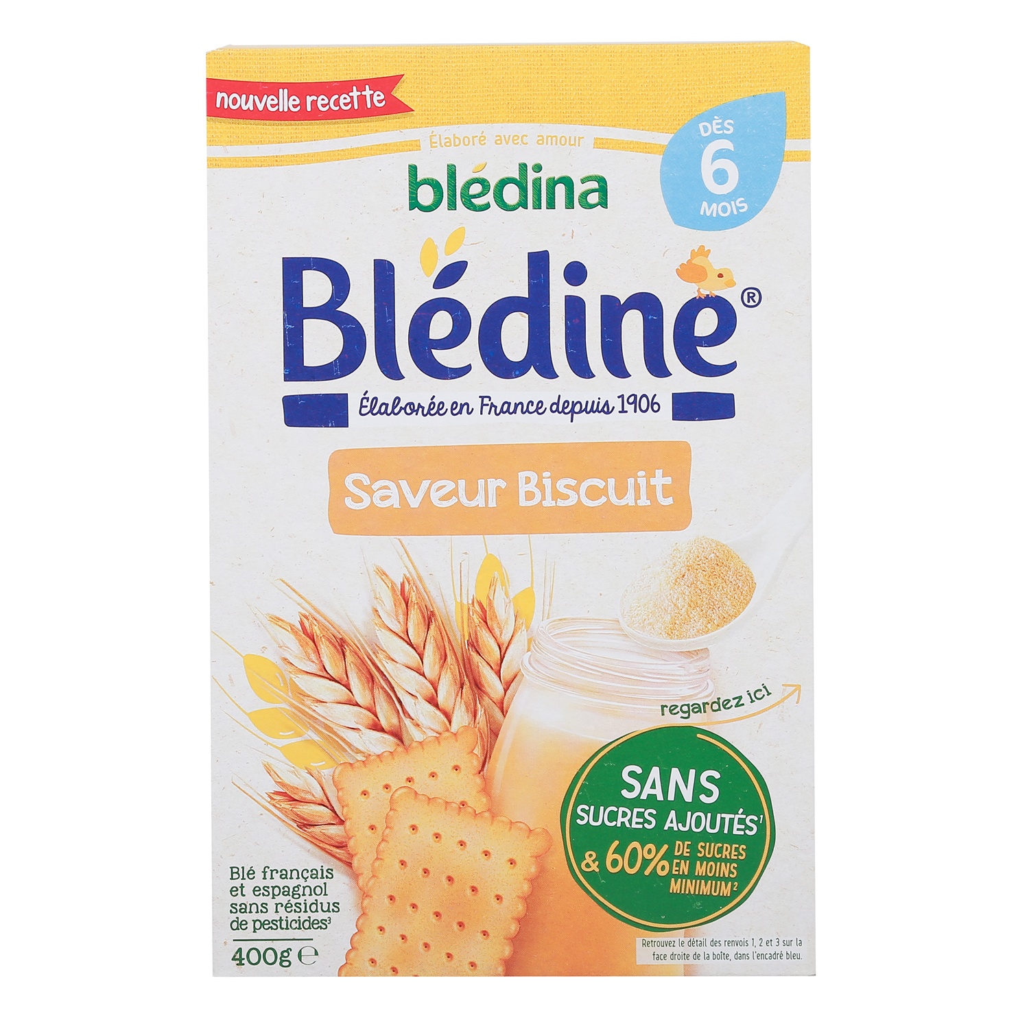Bột lắc sữa Bledina vị bích quy 400g dành cho bé 6M