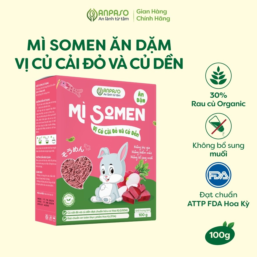 Mì Somen ăn dặm vị củ dền Anpaso 100g hình 4