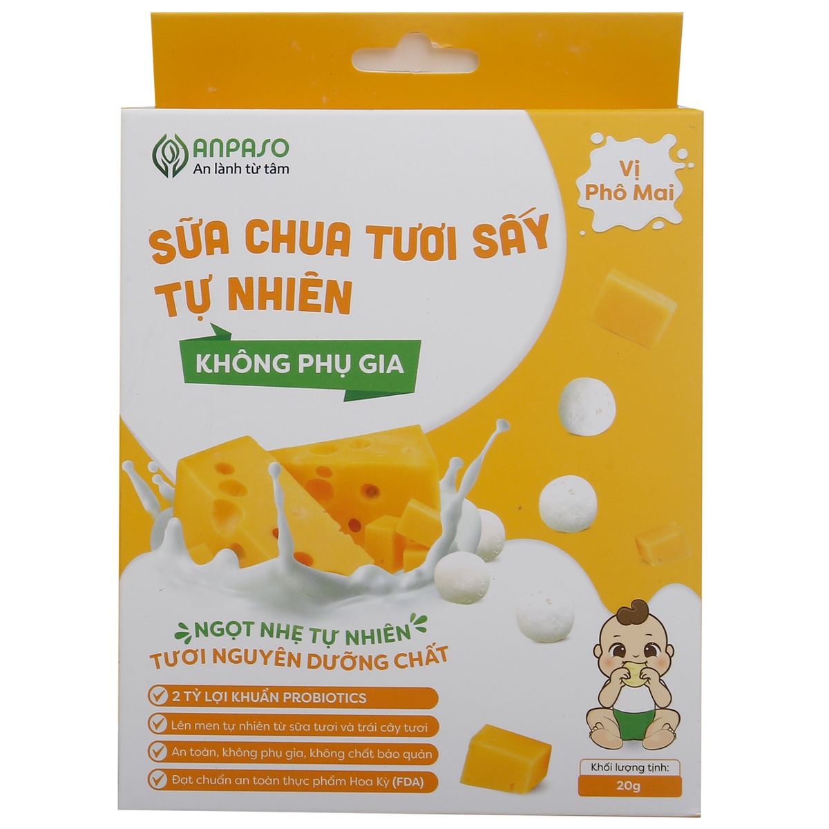 Sữa chua sấy tự nhiên Anpaso vị phô mai 20g 