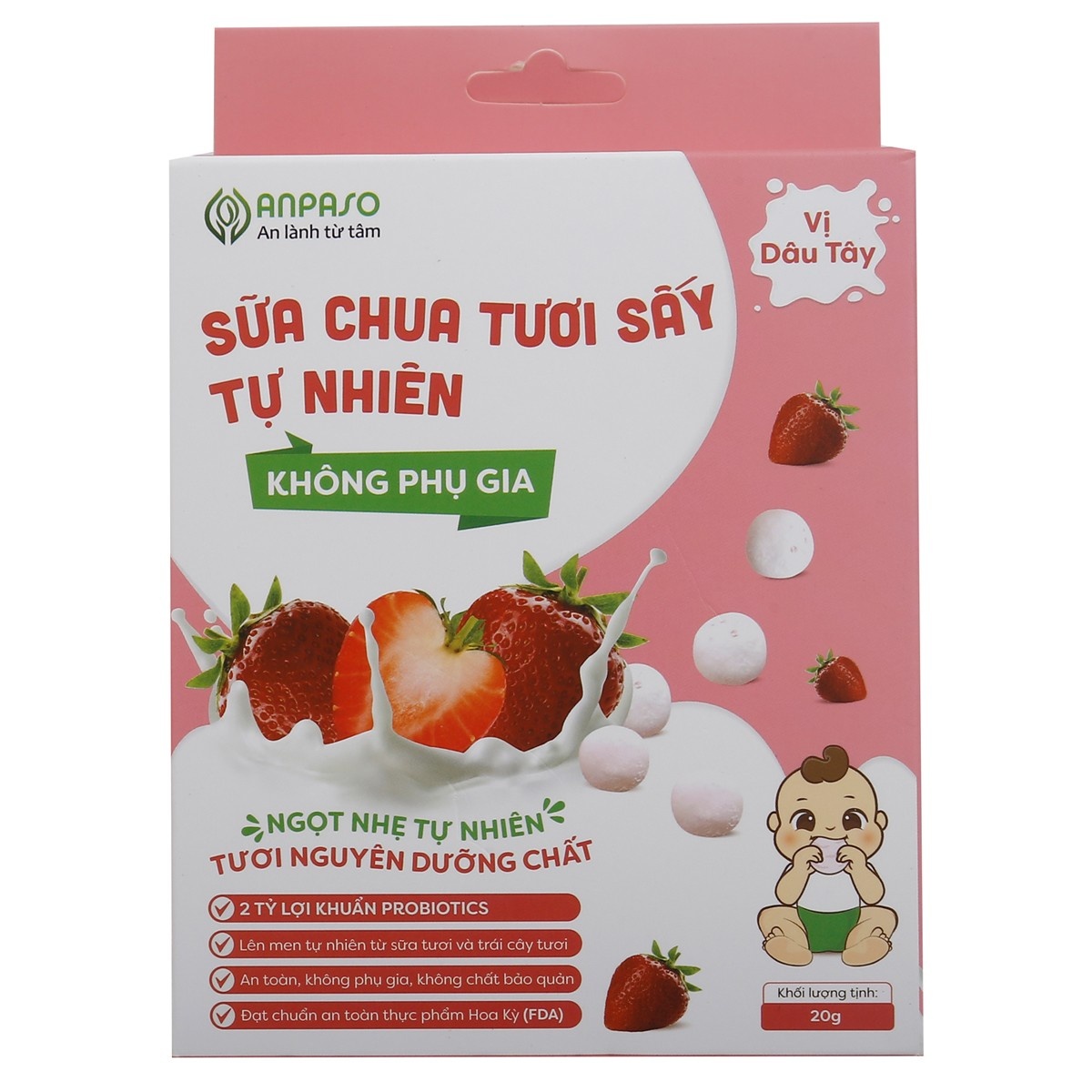 Sữa chua sấy tự nhiên Anpaso vị dâu tây 