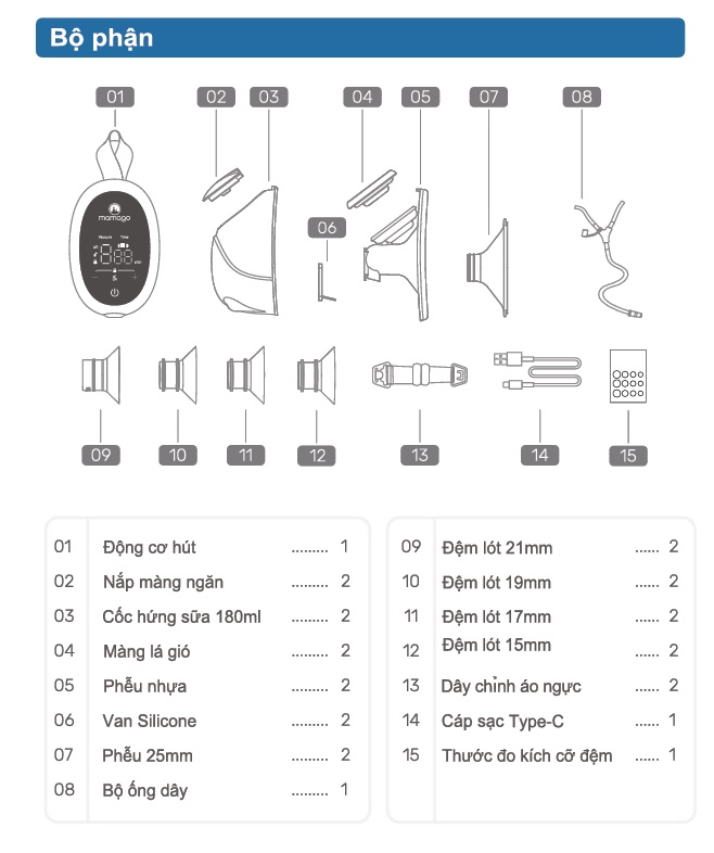 Máy hút sữa điện rảnh tay điện đôi Mamago Flora D6 hình 3