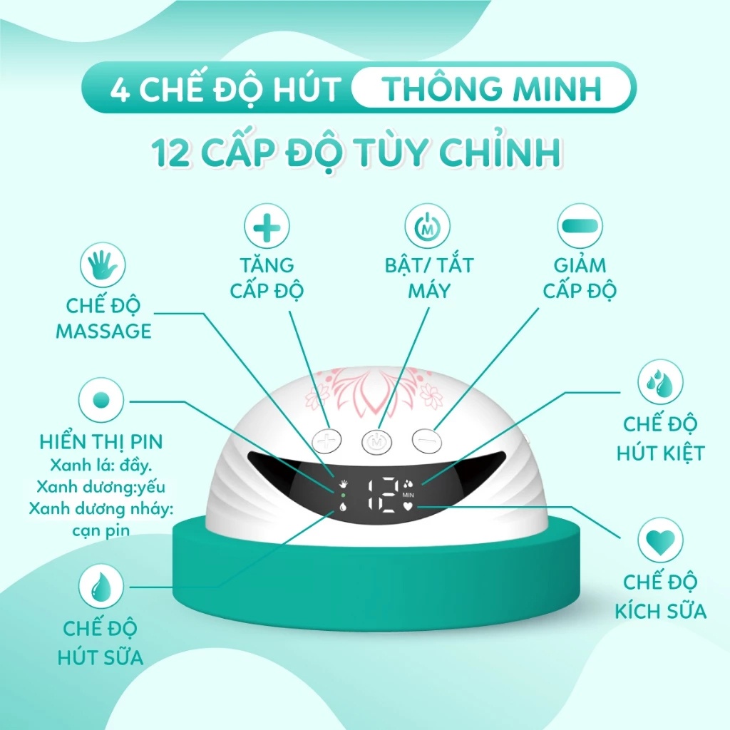 [Set 2 máy] Máy hút sữa rảnh tay hoa sen Kamidi Smart hình 3