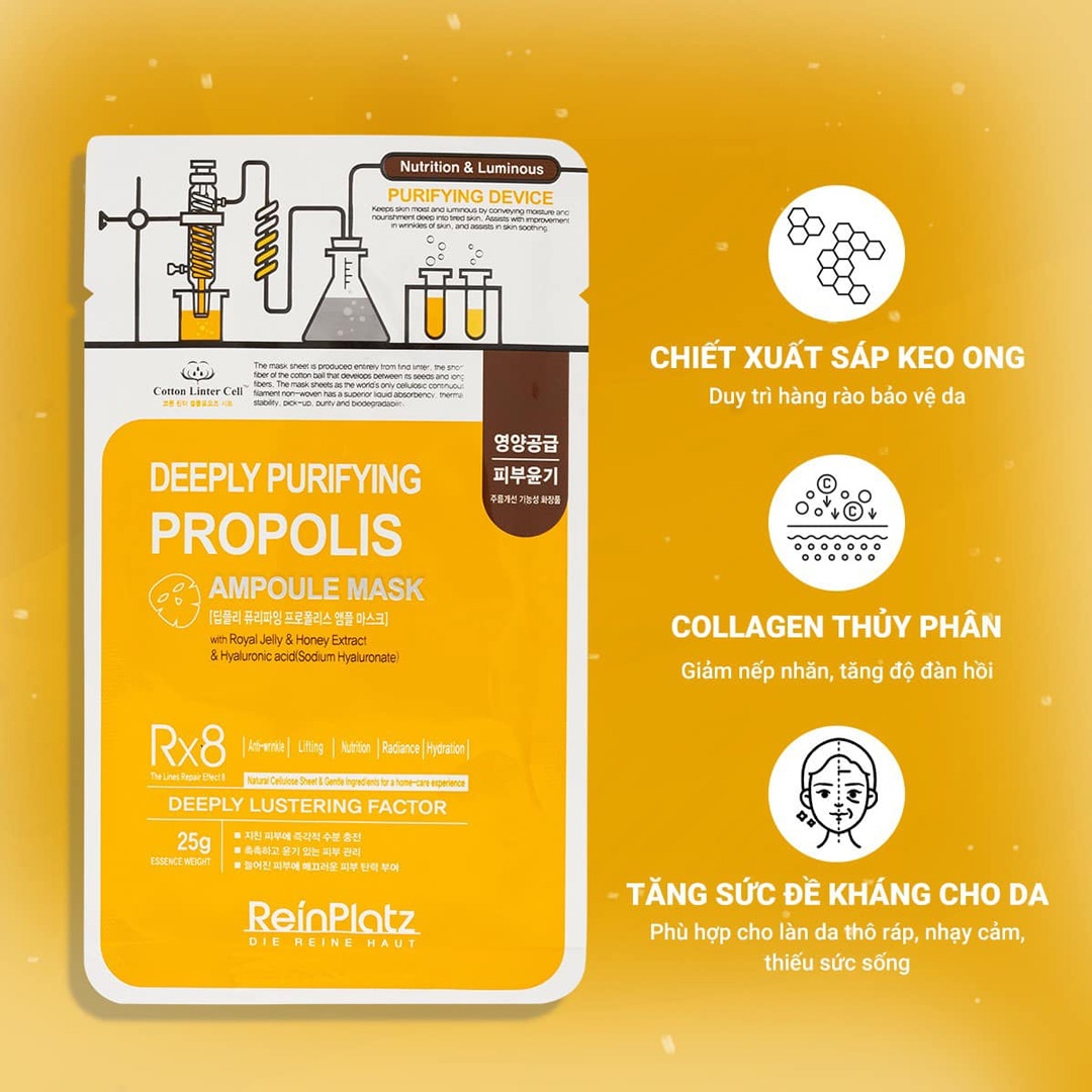 Mặt nạ dưỡng da Reinplatz keo ong tái tạo hỗ trợ phục hồi da  hình 2