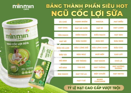 Bột ngũ cốc lợi sữa Min Min 500g hình 2