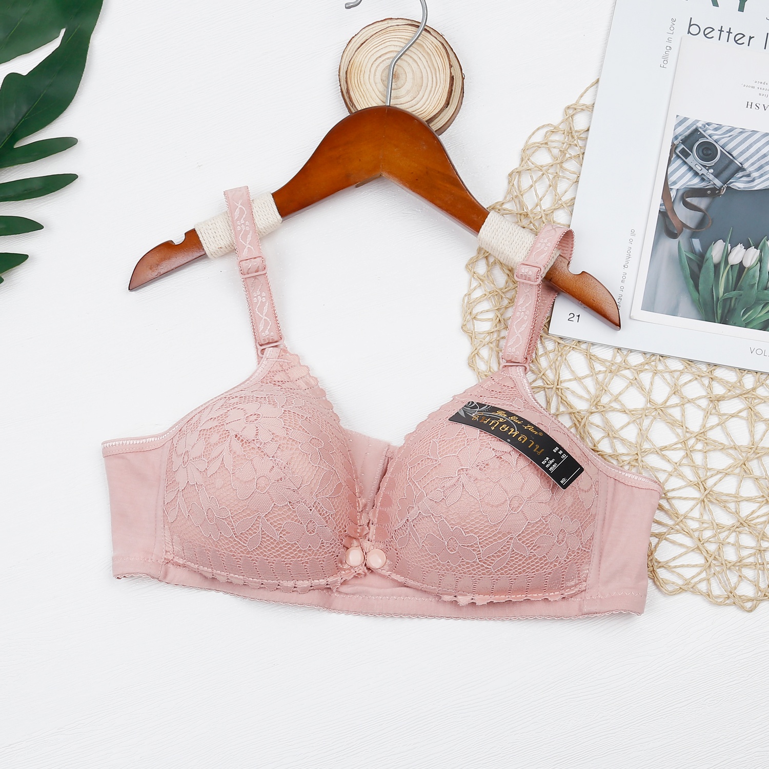 Áo lót khuy bấm ren cho con bú 368 AC23 (Hồng đậm) hình 1