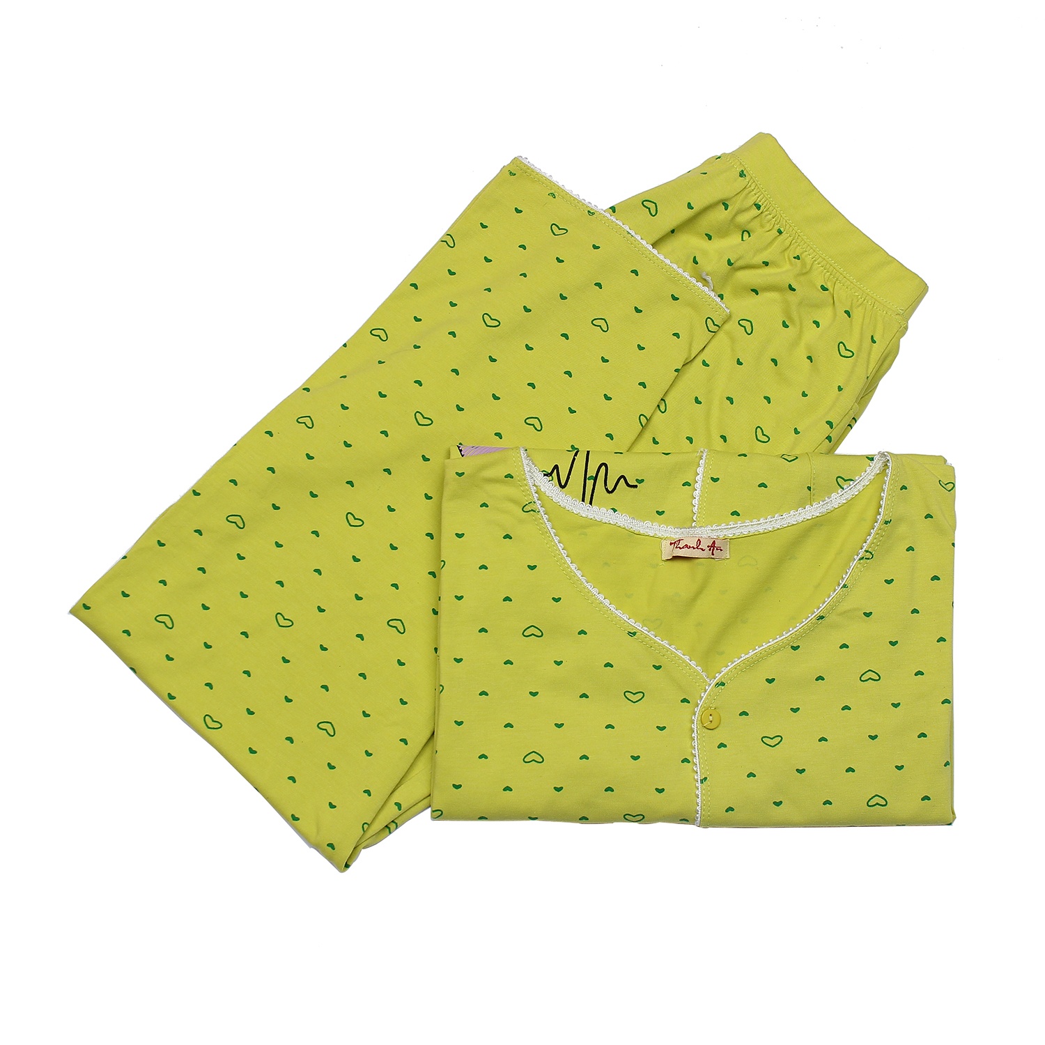 Bộ quần áo sau sinh cho mẹ cúc giữa cổ tim hình 2